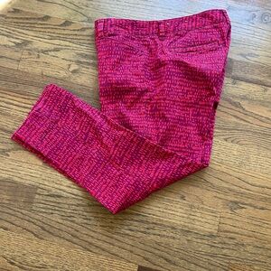 Loft Vibrant Pink Patterned ankle Pants size 8